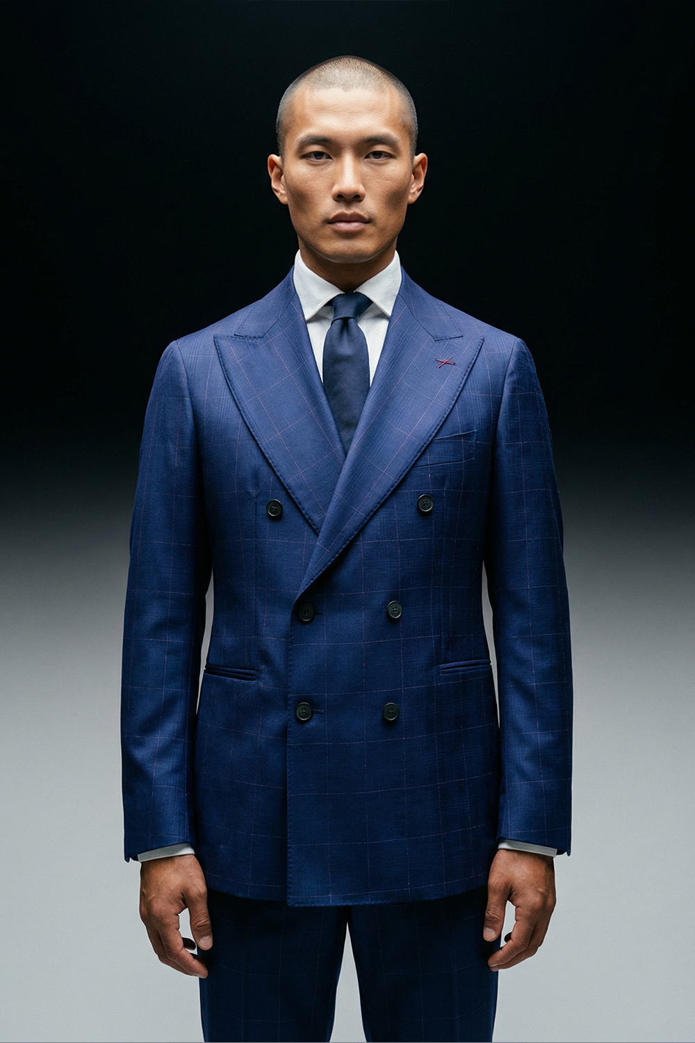 ABITO DOPPIOPETTO FANTASIA BLU QUADRETTATA