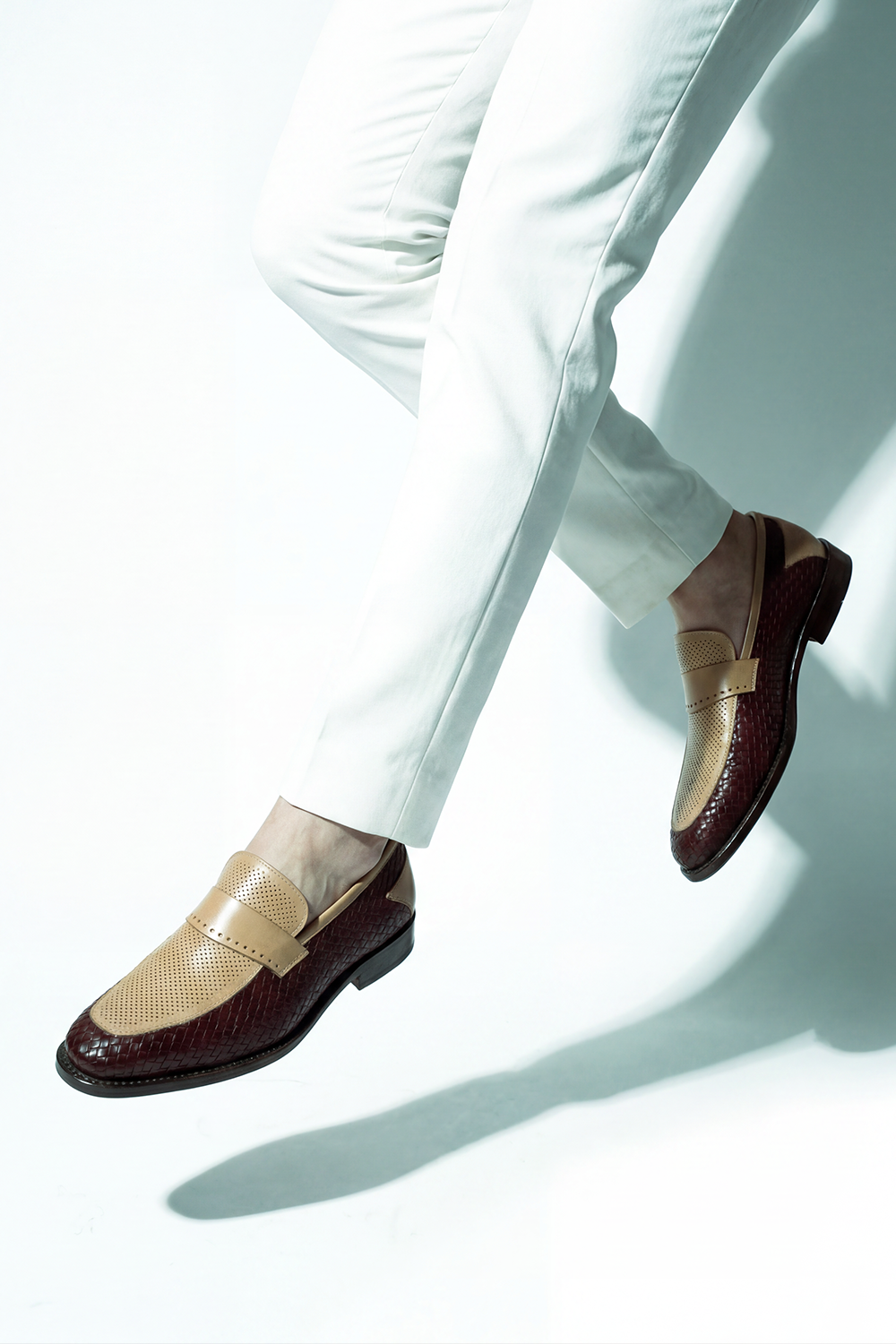 MOCASSINO IN PELLE INTRECCIATA & PELLE TRAFORATA