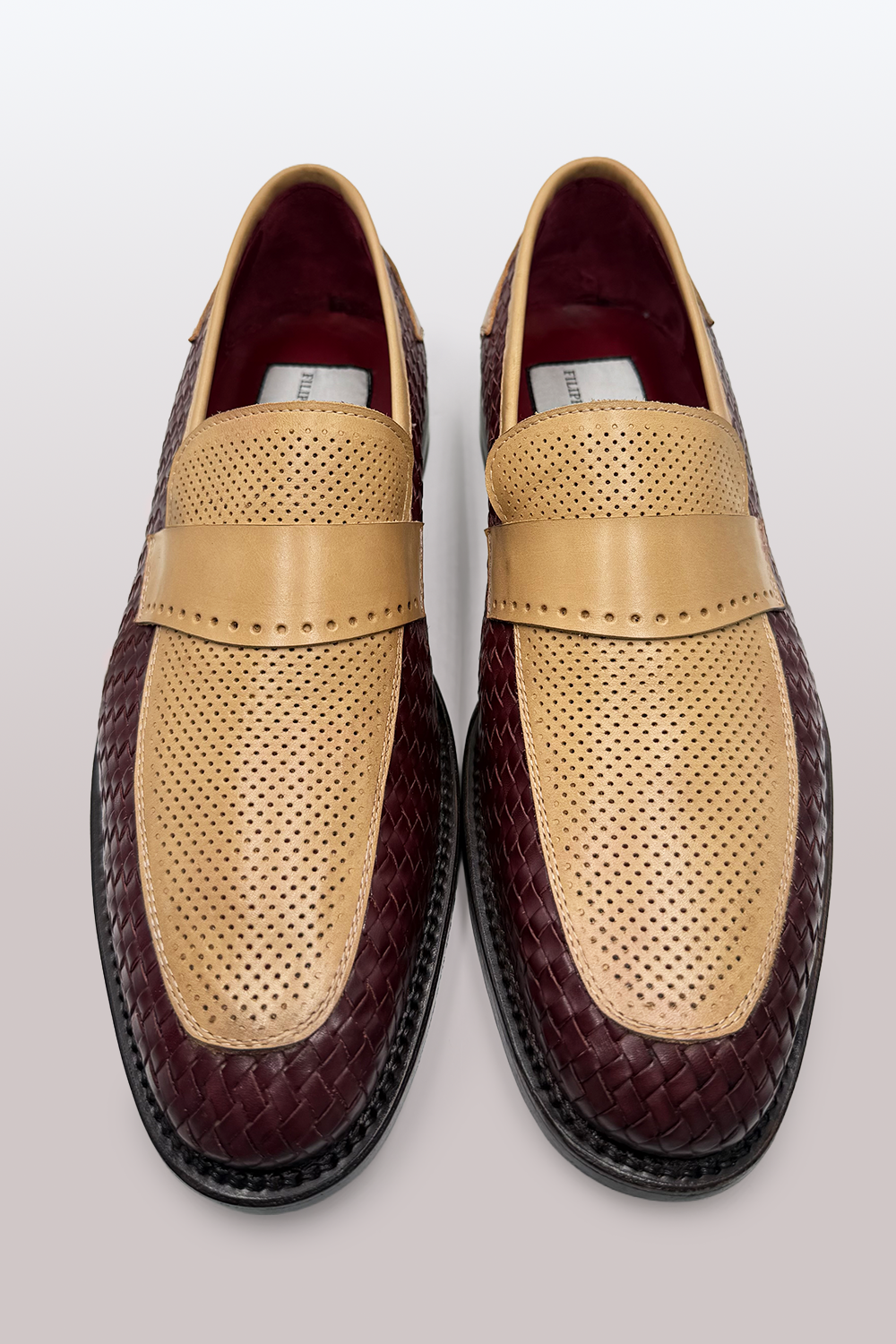 MOCASSINO IN PELLE INTRECCIATA & PELLE TRAFORATA