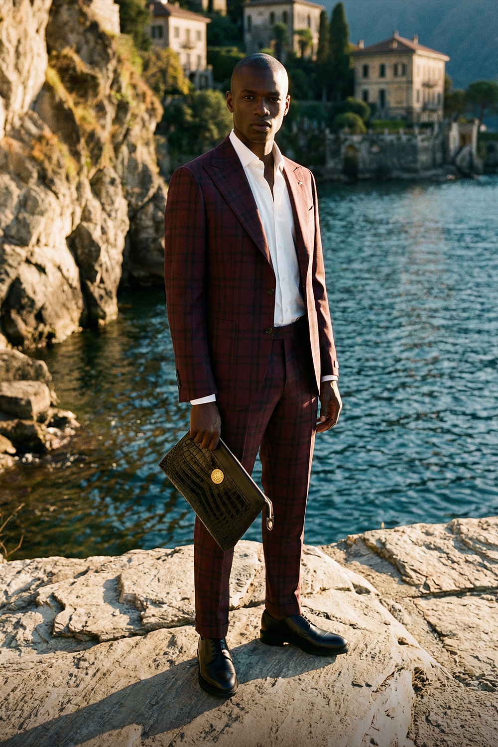 POCHETTE IN COCCODRILLO - NERO