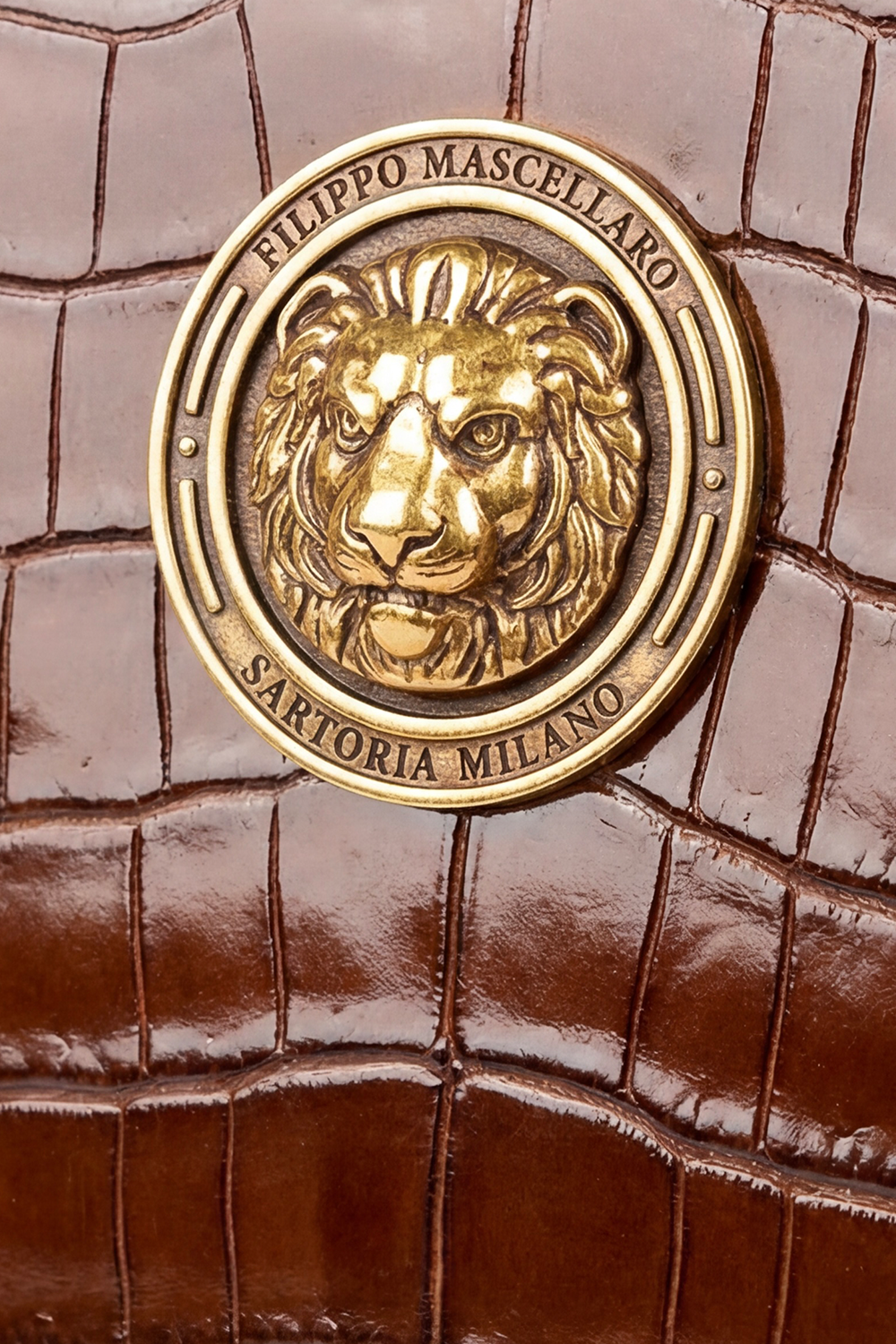 POCHETTE IN COCCODRILLO - MARRONE LUCIDO