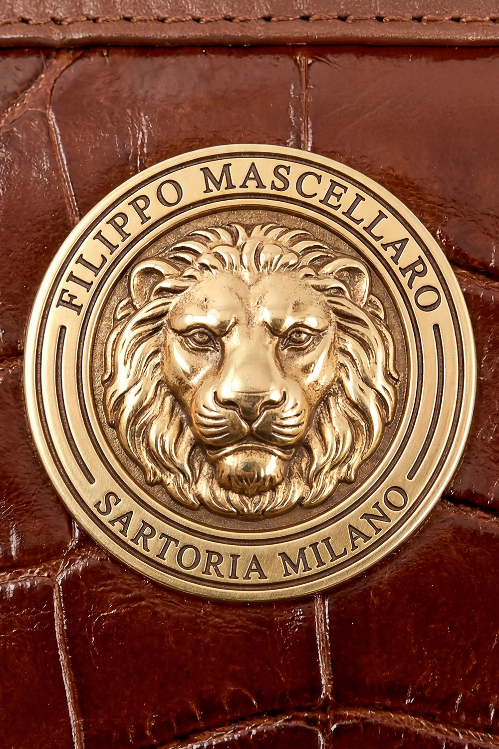 POCHETTE IN COCCODRILLO - MARRONE LUCIDO