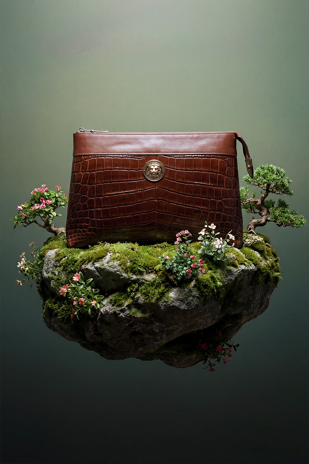 POCHETTE IN COCCODRILLO - MARRONE LUCIDO