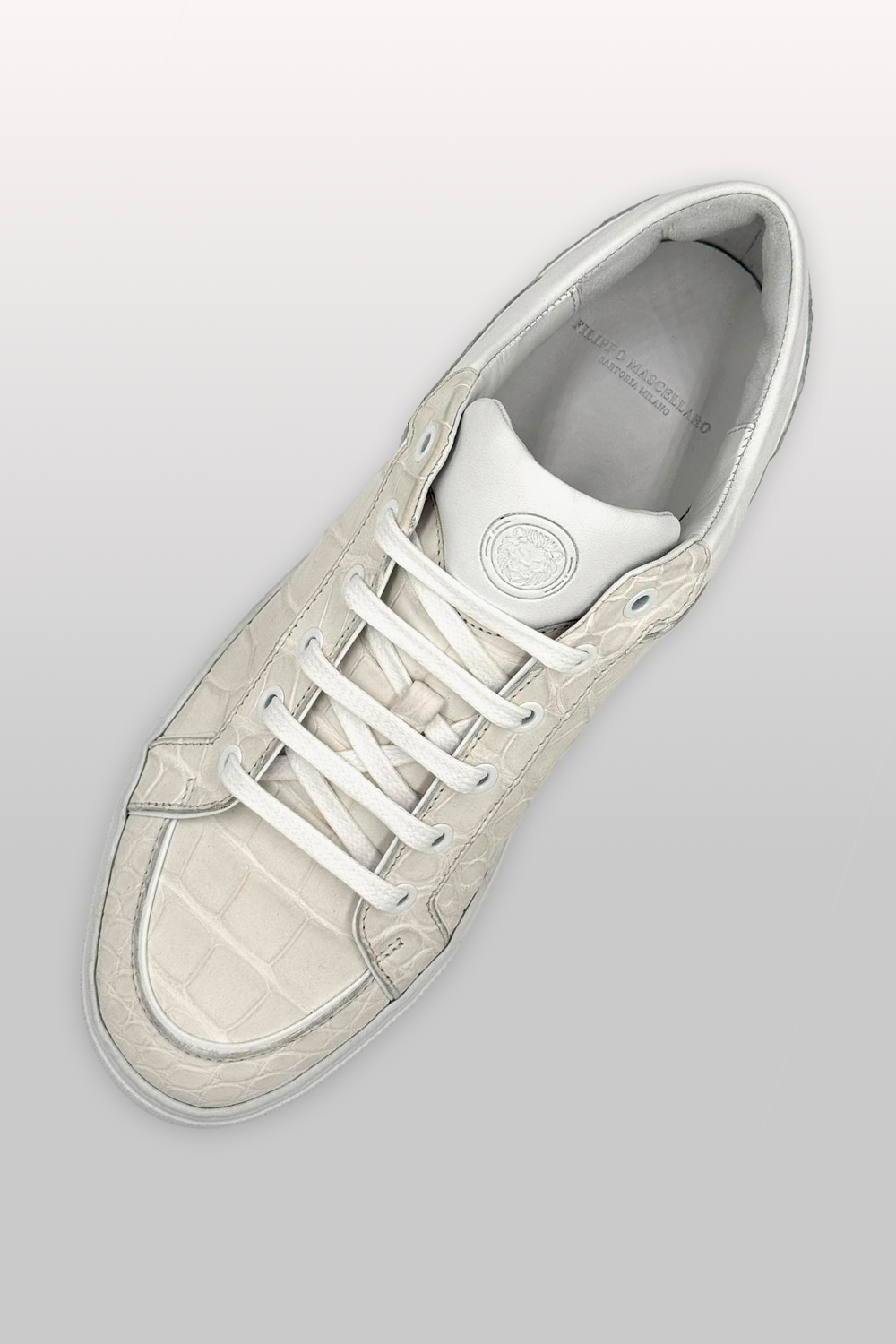 SNEAKERS IN COCCODRILLO - BIANCO