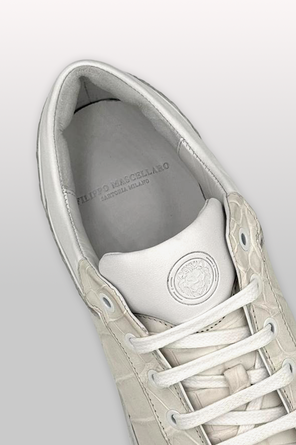 SNEAKERS IN COCCODRILLO - BIANCO